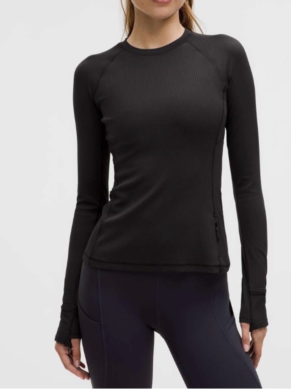 Lululemon Woman’s Long-Sleeve Ribbed Performance Top - Black Sz Small